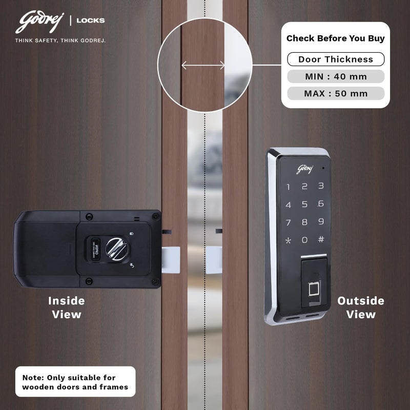 Godrej Locking Solutions and Systems Godrej Smart Lock Advatis Rimtronic Digital Lock 360 Fingerprint Access Pass Code Spycode Autolocking Privacy Function Breakin Damage Alarm  - Image 2