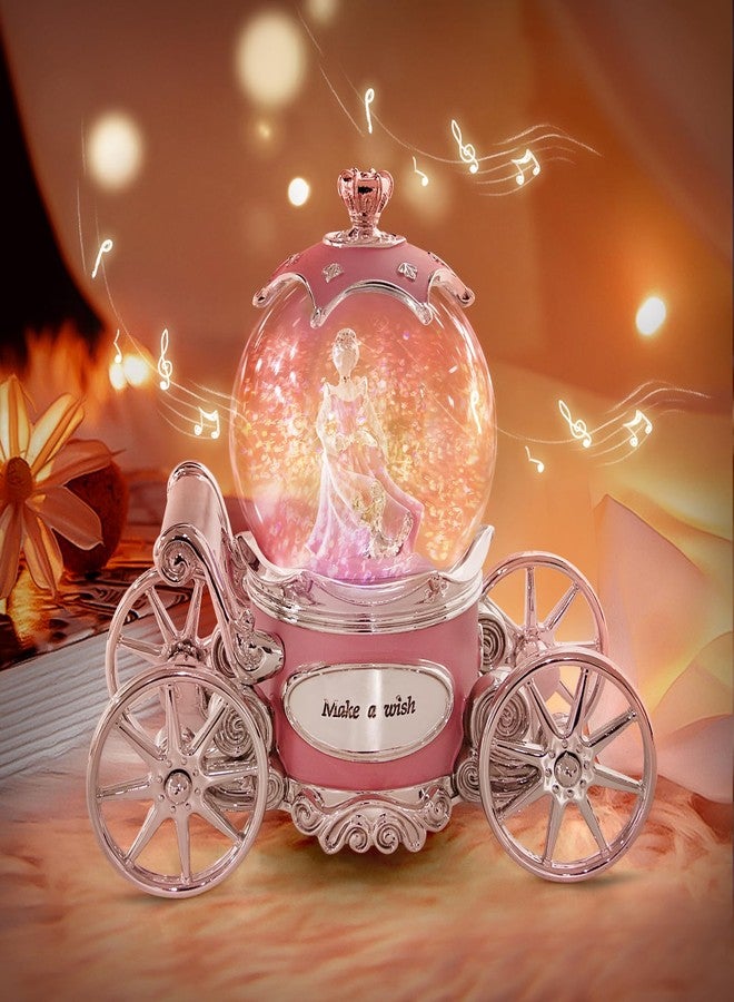 YT3 Studio Cinderella Snow Globe Music Box for Girls, Snow Globes for Girls Color Changing LED Lights Snowglobe Musical Box for Women Kids Mom Daughter Birthday Christmas Mother's Day Valentine Gifts - Image 2