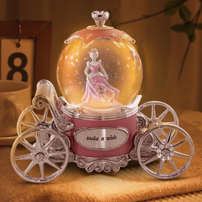 YT3 Studio Cinderella Snow Globe Music Box for Girls, Snow Globes for Girls Color Changing LED Lights Snowglobe Musical Box for Women Kids Mom Daughter Birthday Christmas Mother's Day Valentine Gifts - Image 1