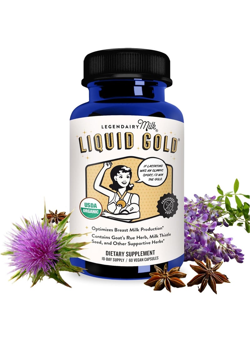 Legendairy Milk® Liquid Gold® - Contains Goat Rue and Milk Thislte - Certified Organic by QAI, Certified Vegan, Non-GMO Project Verified, Certified Halal and Certified Kosher - Image 1