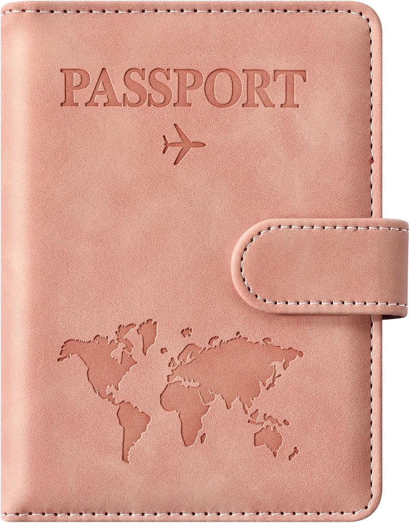 Eoehro Passport Holder for Travel Essentials, Passport Wallet Cover Case for Travel Must Haves Accessories,Passport Book Holders for Women and Men(light pink) - Image 1