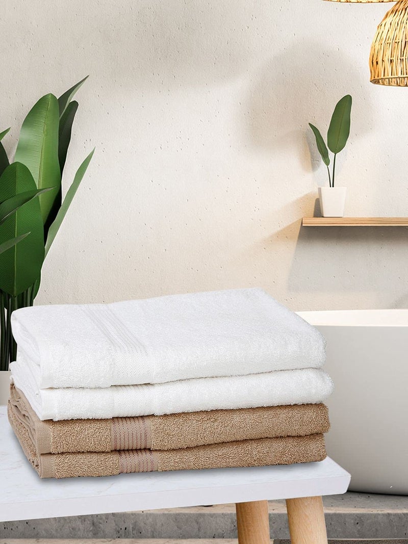 Kopa by Bianca 400 GSM 100% Cotton Soft Terry Towel l 4pc Bath Towel l Towel for Bath l Cotton Bath Towel l D`Ross l Snow-Taupe - Image 1