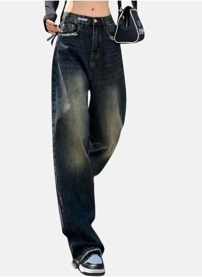 YUNIQEE Blue Wide Leg Mid-Rise Light Fade Jeans
