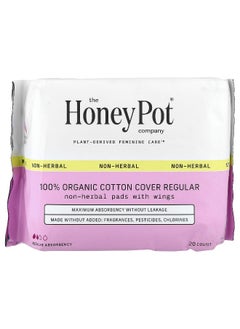 the Honey Pot company The Honey Pot Company, Organic Non-Herbal Pads with Wings, Regular, 20 Count  - Image 1