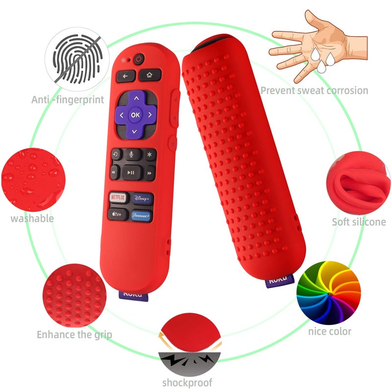 AKSHFETH Silicone Case for Roku Express 4K+ Voice Remote RCA1R, Roku Voice Remote Cover RC-GZ1 Roku Streaming Stick 4K Silicone Sleeve with Lanyard(Purple) - Image 3