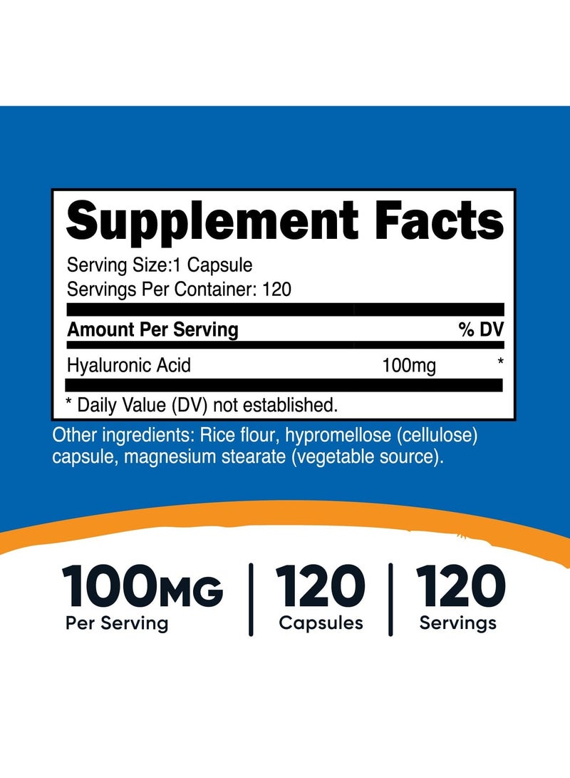 كبسولات حمض الهيالورونيك من نيوتريكوست، 100 ملغ، 120 كبسولة - Image 2