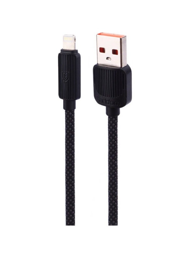 Earldom EC-187L 1M Nylon Braided USB-A to Lightning Cable – 2.4A Fast Charging & Data Sync, Black - Image 1
