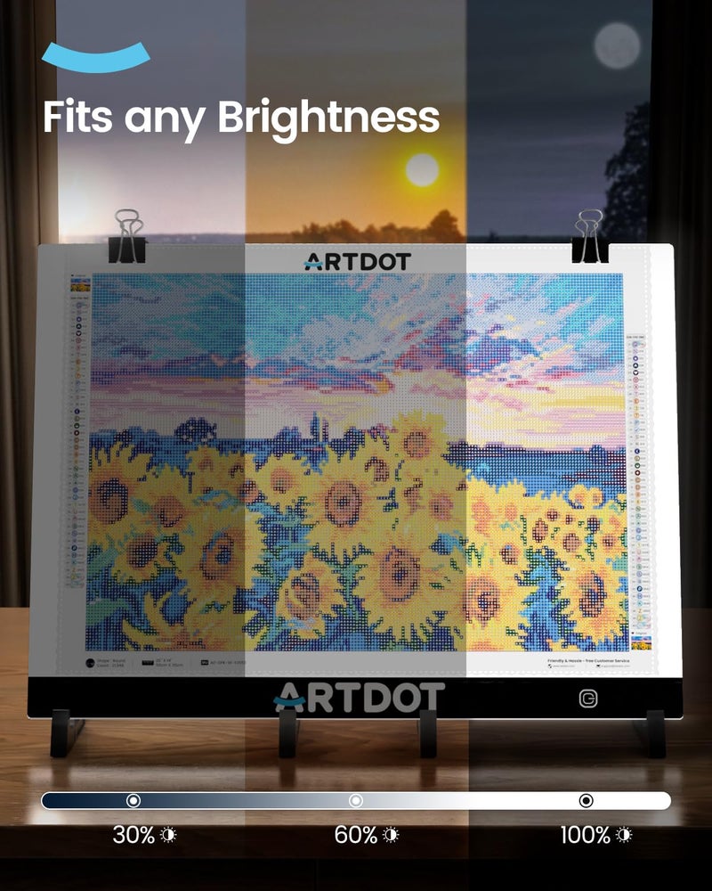 ARTDOT A3 LED Light Pad for Diamond Art Kits for Adults, USB Powered Light Board Kit, Adjustable Brightness with Diamond Painting Tools Detachable Stand and Clips - Image 3