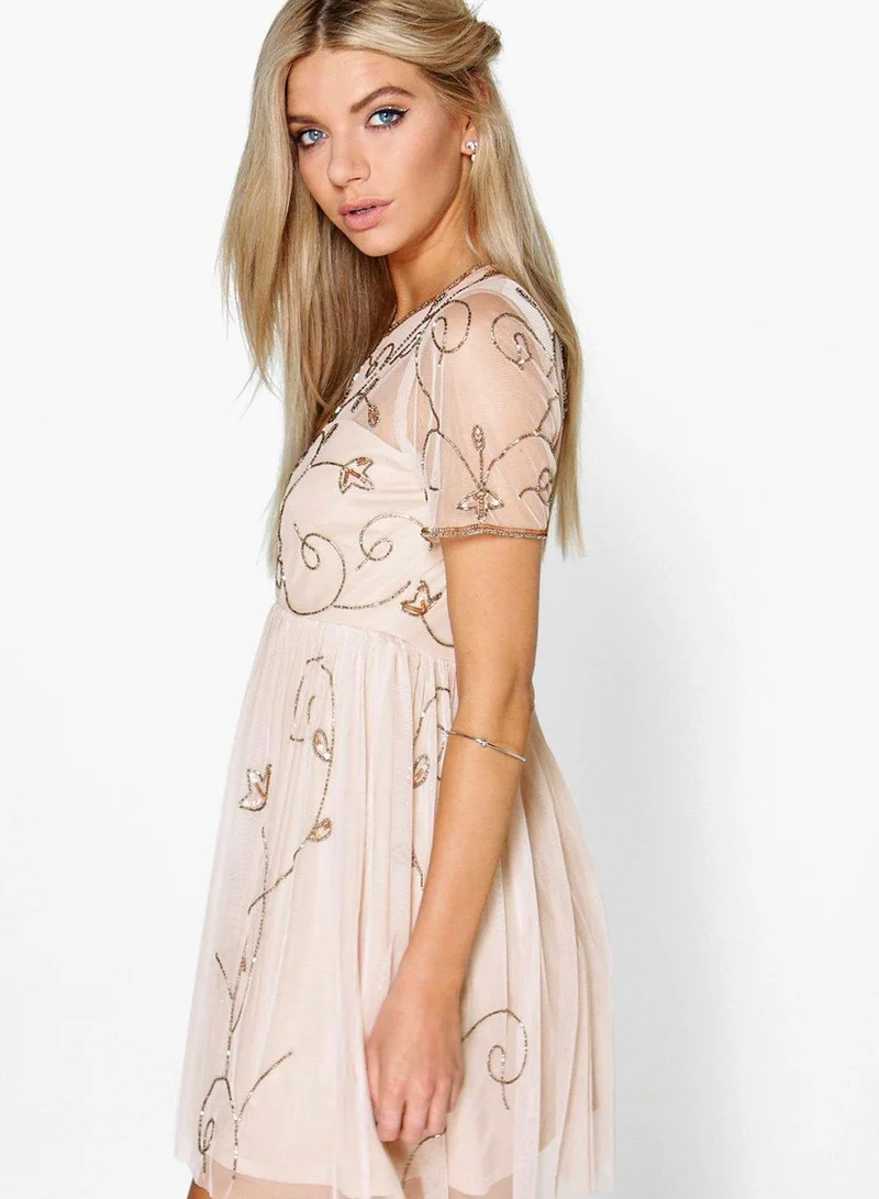 boohoo Embellished Plisse Dress