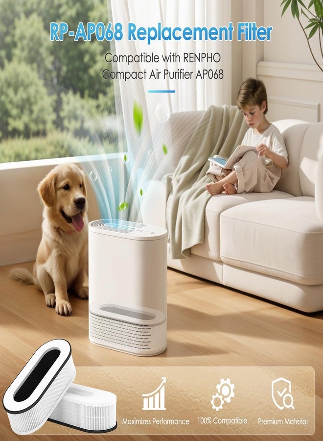 إيزينجو فلتر بديل RP-AP068 لأجهزة تنقية الهواء RENPHO RP-AP068، فلتر هيبا حقيقي من الدرجة H13 ثلاثي الوظائف متوافق مع RENPHO RP-AP068، عبوة من قطعتين - Image 2