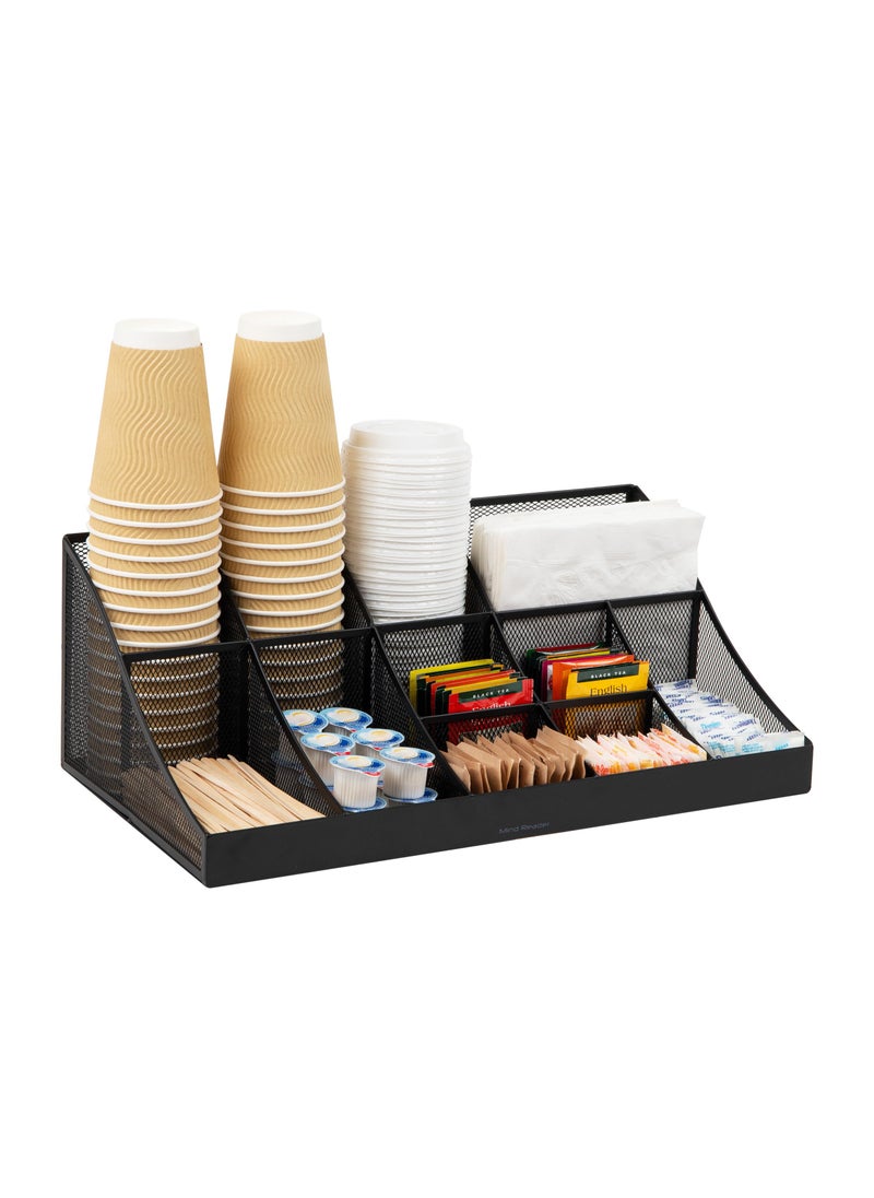 Mind Reader Mind Reader Cup and Condiment Station Countertop Org Coffee Bar Kitchen Metal Mesh 17875L x 95W x 6625H Black 