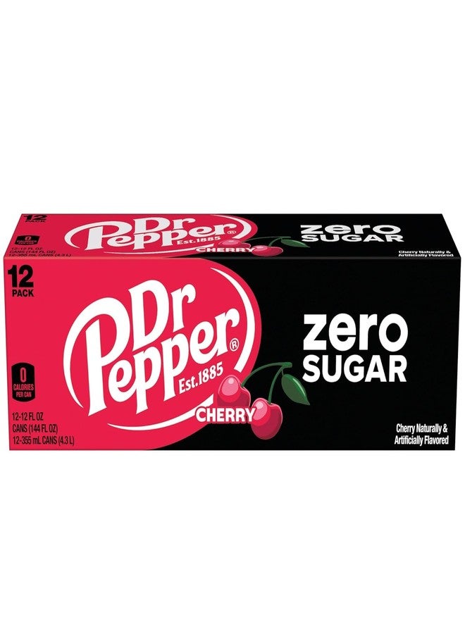Dr Pepper Cherry Zero Sugar Soda Red & Black Cans, 355ml Cans (Pack of 12) By COUGAR | Bold Cherry Flavor | Zero Sugar | (Imported-USA) - Image 4