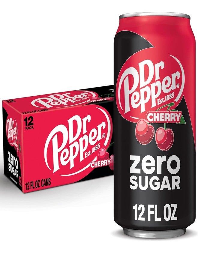 Dr Pepper Cherry Zero Sugar Soda Red & Black Cans, 355ml Cans (Pack of 12) By COUGAR | Bold Cherry Flavor | Zero Sugar | (Imported-USA) - Image 1