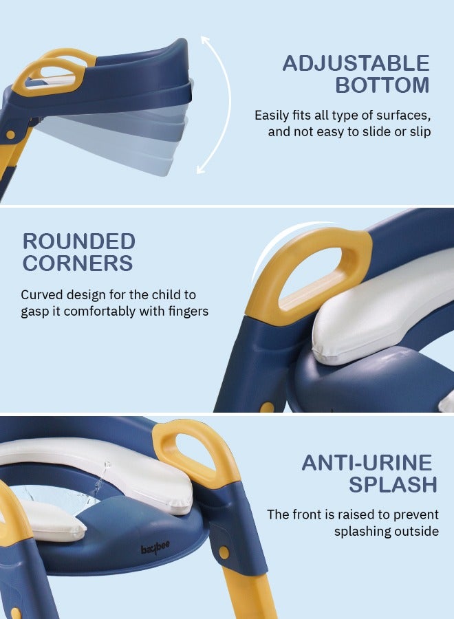 BAYBEE Aura Baby Potty Seat With Ladder For Western Toilets Kids Toilet Potty Training Seat For Baby With Handle Cushion Kids Potty Chair Kids Potty Seat For Baby Kids 2 To 5 Years Boys Girls Blue - Image 3