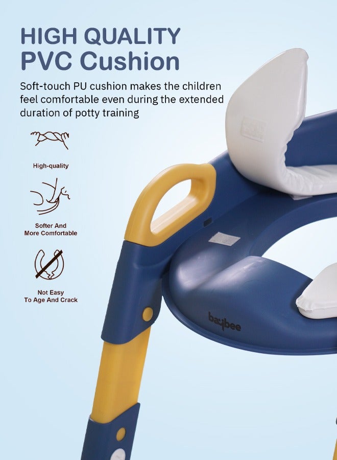 BAYBEE Aura Baby Potty Seat With Ladder For Western Toilets Kids Toilet Potty Training Seat For Baby With Handle Cushion Kids Potty Chair Kids Potty Seat For Baby Kids 2 To 5 Years Boys Girls Blue - Image 5