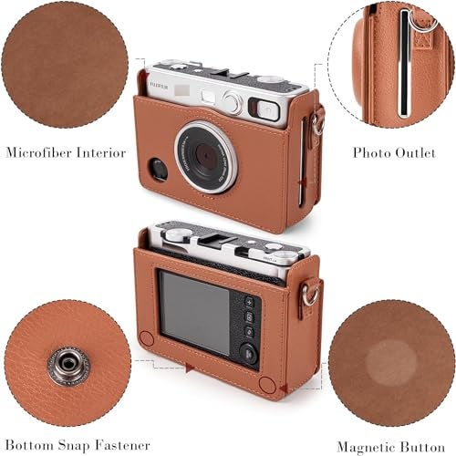 ZENKO Leather Mini Evo Cover Case - Compatible with Fujifilm Instant Camera (Brown) - Image 2