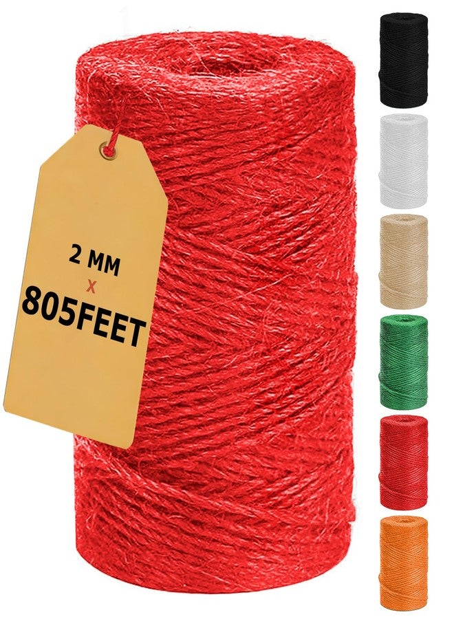 Vanhench 805ft Twine String, Red Colored Natural Jute Twine Cord Thin Rope, Arts & Crafts Gift Wrapping, Wrapping, Wedding Décor, Art Decoration Packing Material, Christmas Wrapping - Image 1