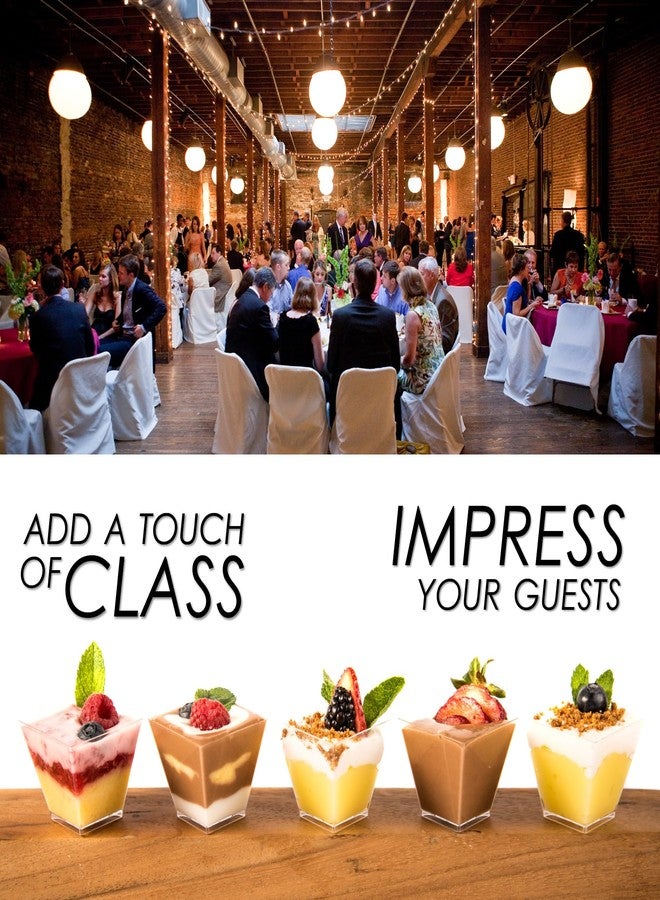 DLux 100 x 2 oz Mini Dessert Cups with Spoons, Square Short - Clear Plastic Parfait Appetizer Cup - Small Reusable Serving Bowl for Tasting Party Desserts Appetizers - With Recipe Ebook - Image 5