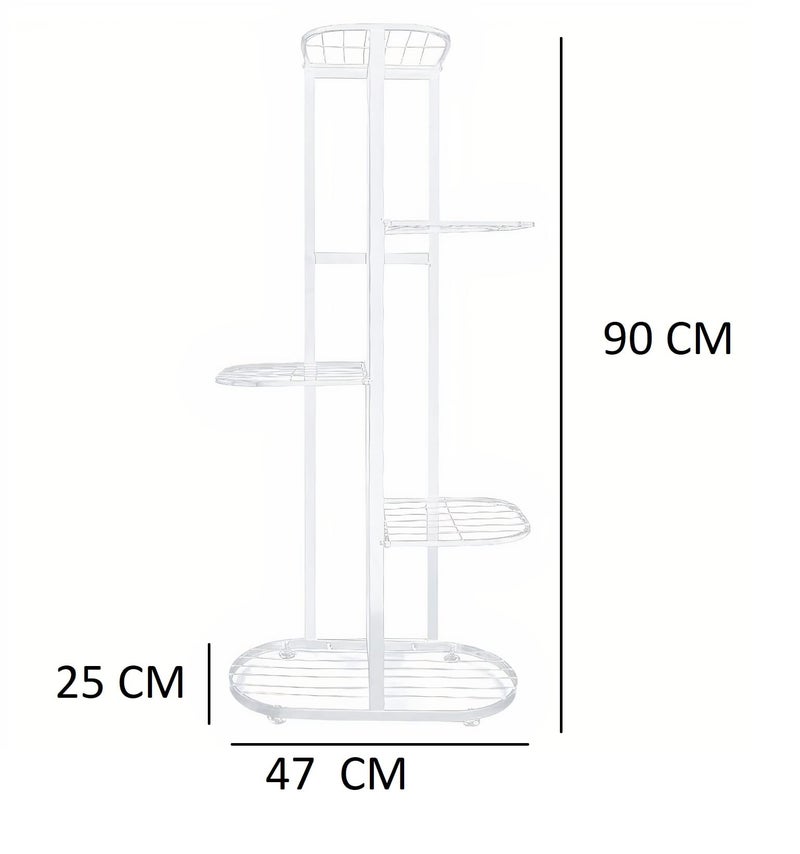 Bee Creative Trendy Decor Metal 6 Tier 7 Potted Plant Stand Multiple Flower Pot Holder Shelves Planter Rack Storage Organizer Display for Indoor Outdoor Garden Balcony Size- HxL 41x18 Inch (Gold) (7/6-White) - Image 3