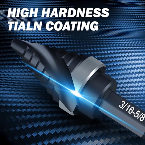 THINKWORK M35 Cobalt Spiral Flute Step Drill Bit Set, 5 Pcs Single Size HSS Step Bits (1/8"-3/4"), Small Size EDC Unibit with 1/4" Shank Step Bits for Metal, Aluminum, Steel, Wood Plastic - Image 4