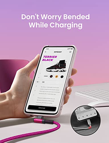 AINOPE Type C Cable [2-Pack, 6.6ft] 3.1A Type C Charger Fast Charging Right Angle, Resistant Nylon Braided S9 Charger Compatible with Galaxy S10 S9 Plus S21, Note 10 9 LG, USB C Cable - Image 4