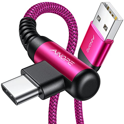 AINOPE Type C Cable [2-Pack, 6.6ft] 3.1A Type C Charger Fast Charging Right Angle, Resistant Nylon Braided S9 Charger Compatible with Galaxy S10 S9 Plus S21, Note 10 9 LG, USB C Cable - Image 1