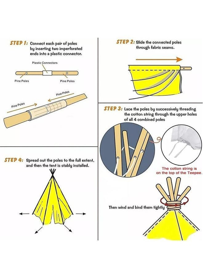 Y&D - Kids Teepee, Play Tent Foldable Canvas Playhouse Portable Teepee for to Indoor and Outdoor Made of 1.6m Platane Wood Support Linen Fabric (Blue) - Image 1