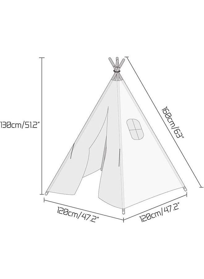 Y&D - Kids Teepee, Play Tent Foldable Canvas Playhouse Portable Teepee for to Indoor and Outdoor Made of 1.6m Platane Wood Support Linen Fabric (Blue) - Image 1