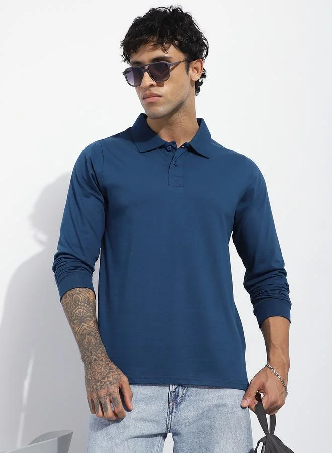 Dillinger Men Regular Fit Long Sleeve Solid Polo