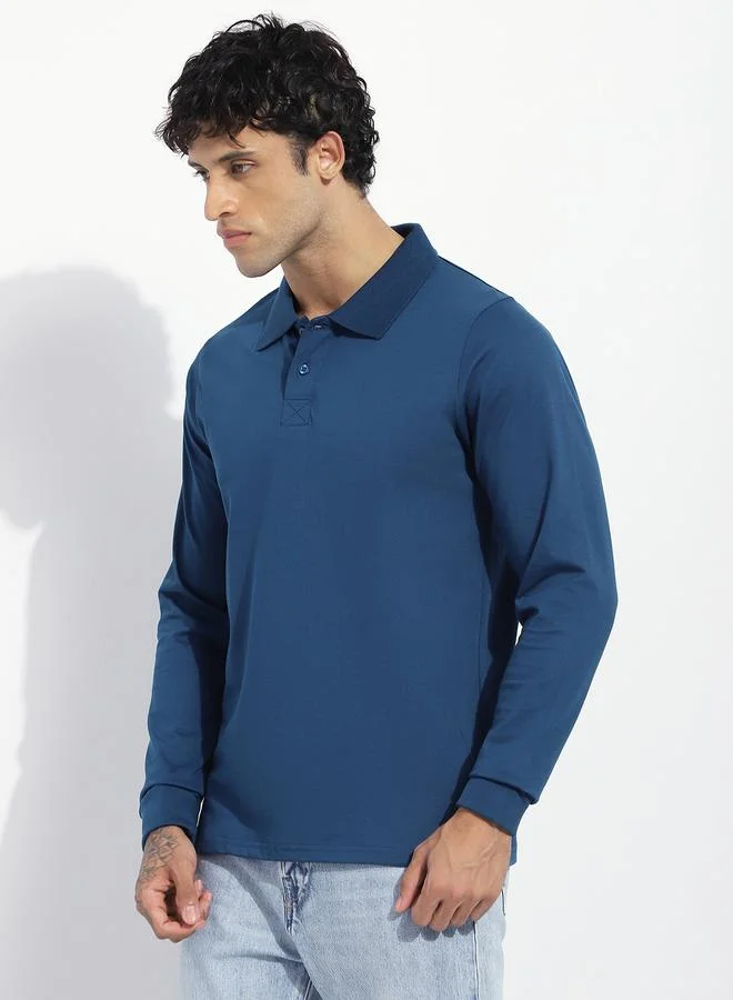 Dillinger Men Regular Fit Long Sleeve Solid Polo