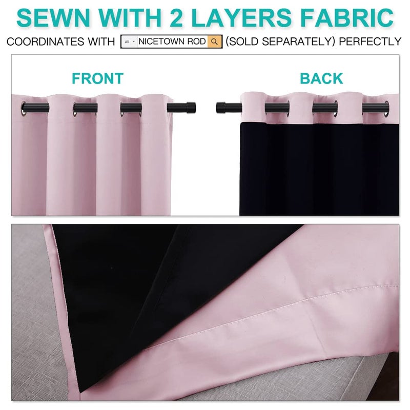 NICETOWN 100% Blackout Window Curtain Panels, Heat and Cold Blocking Drapes with Black Liner for Nursery, 84 inches Thermal Insulated Draperies (Lavender Pink, 2 Pieces, 52 inches Wide Each Panel) - Image 4