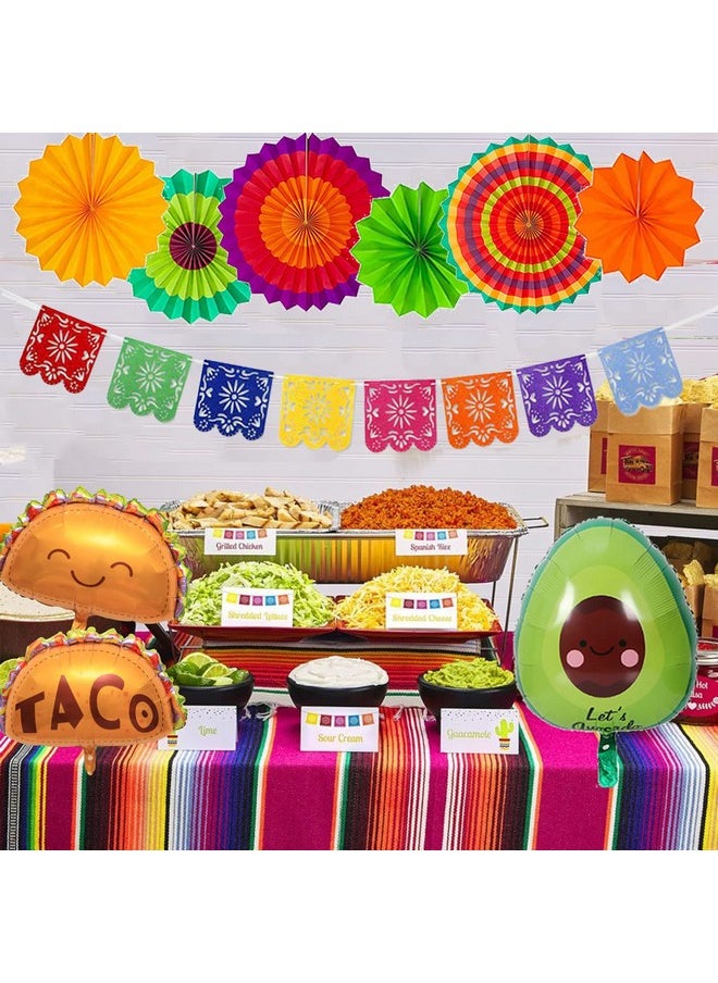 Bluegogo 26 Pcs Taco Bout A Party Decoration Fiesta Party Decorations Include Paper Fans Fiesta Banner Taco Cactus Avocado Sombrero Foil Balloons For Mexican Party Decorations Taco Party  - Image 4
