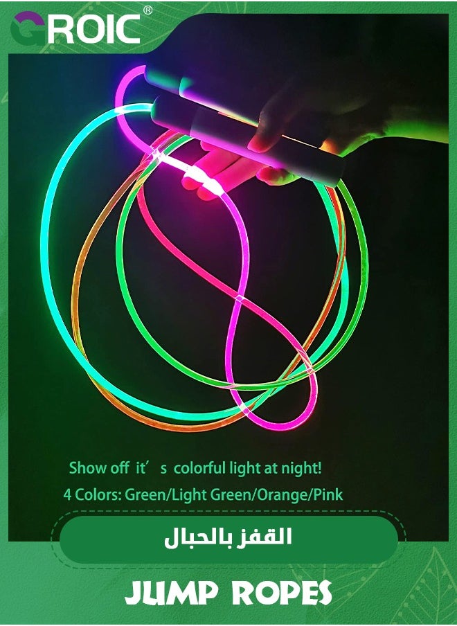GROIC Glowing Jump Ropes Skipping Rope for Kids Develop Children's Sports Interest Men Women Fitness Exercise Indoors Outdoors Cool LED Light Rope Adjustable Jumping Rope  - Image 2