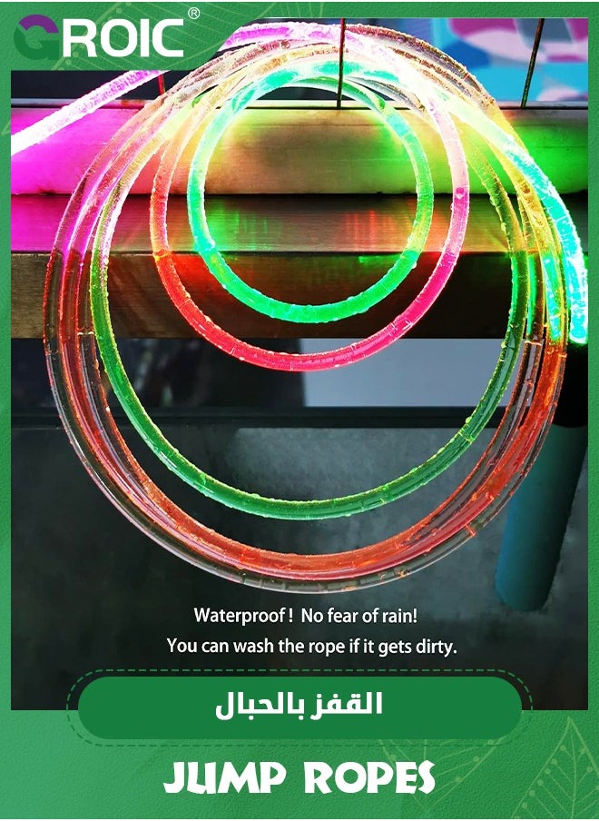 GROIC Glowing Jump Ropes Skipping Rope for Kids Develop Children's Sports Interest Men Women Fitness Exercise Indoors Outdoors Cool LED Light Rope Adjustable Jumping Rope  - Image 4