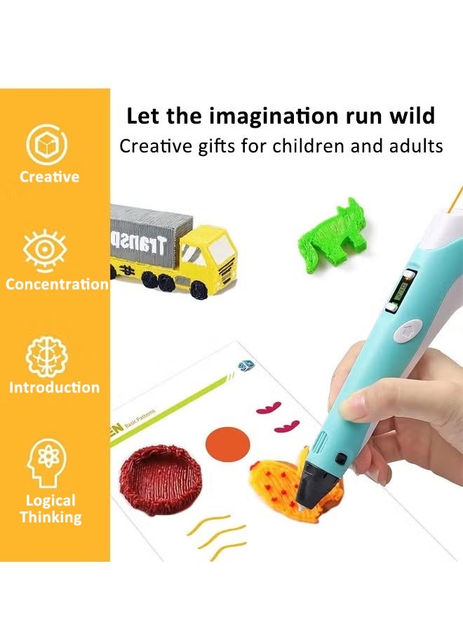 قلم طباعة ذكي ثلاثي الأبعاد بشاشة LCD USB قابل لإعادة الشحن قلم رسم إبداعي للأطفال هدية عيد ميلاد للأطفال - Image 4