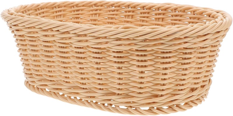 VICASKY Woven Bread Basket for Table and Kitchen Food Basket Medium Oval Imitation Rattan Beige 29x21x9.5cm Handwoven Storage Container for Home and Supermarket Use - Image 1