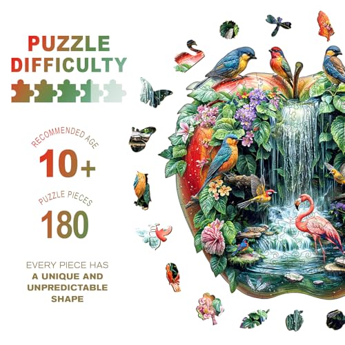 Purdicra Wooden Puzzles for Adults Paradise Garden Wooden Jigsaw Puzzle Unique Animal Shaped Wood Puzzles Adult Christmas Birthday Gifts for FriendsFamily Home Decor 114 109in 180pcs - Image 5