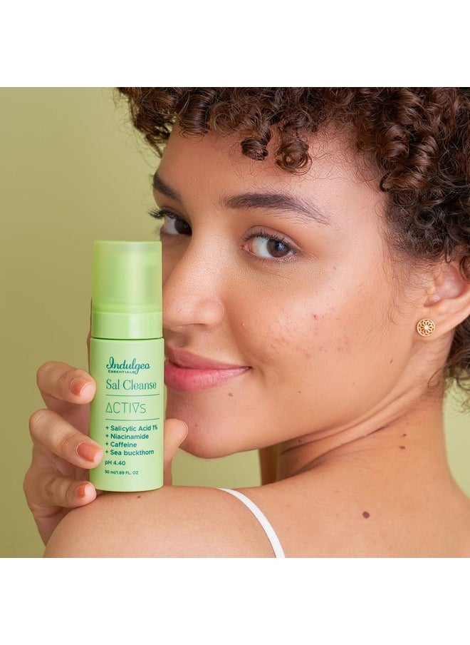 Indulgeo ESSENTIALS Salicylic Acid Foaming Face Wash For Remove Excess Oil| Anti-Acne Cleanser | Helps To Reduce Acne And Pimples | Suitable For Men & Women (50Ml)  - Image 4
