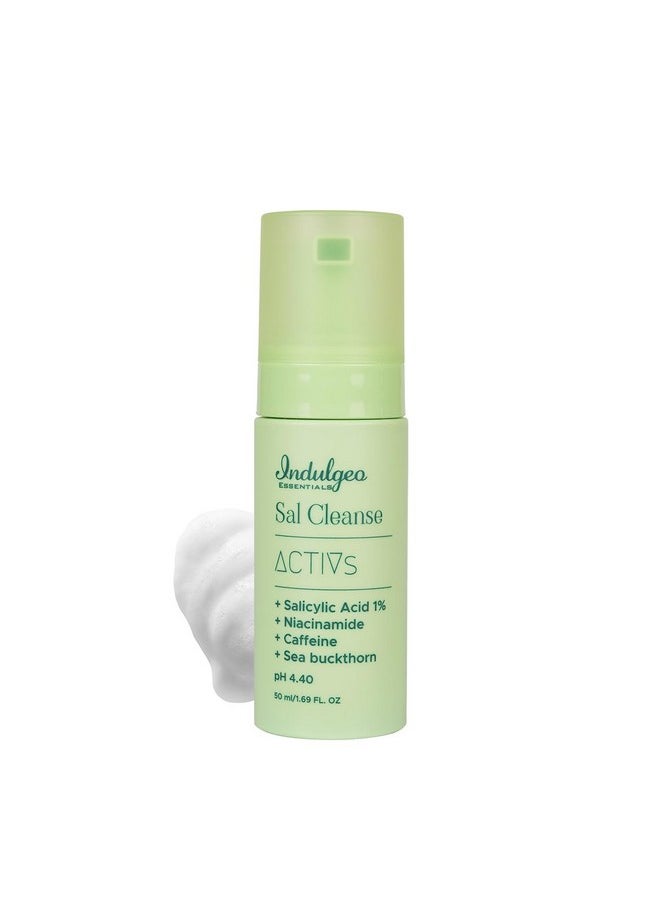 Indulgeo ESSENTIALS Salicylic Acid Foaming Face Wash For Remove Excess Oil| Anti-Acne Cleanser | Helps To Reduce Acne And Pimples | Suitable For Men & Women (50Ml)  - Image 1