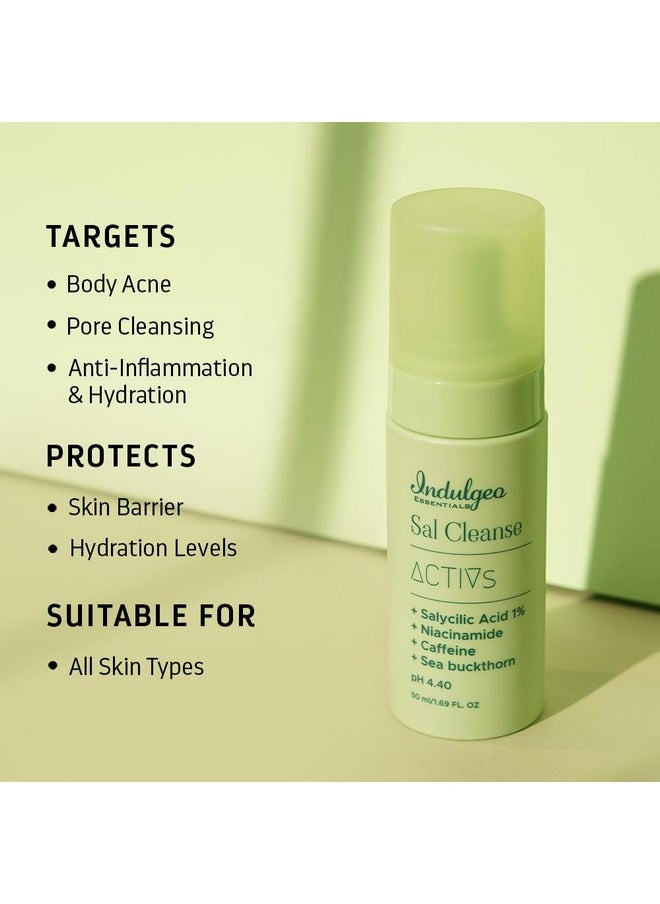 Indulgeo ESSENTIALS Salicylic Acid Foaming Face Wash For Remove Excess Oil| Anti-Acne Cleanser | Helps To Reduce Acne And Pimples | Suitable For Men & Women (50Ml)  - Image 2