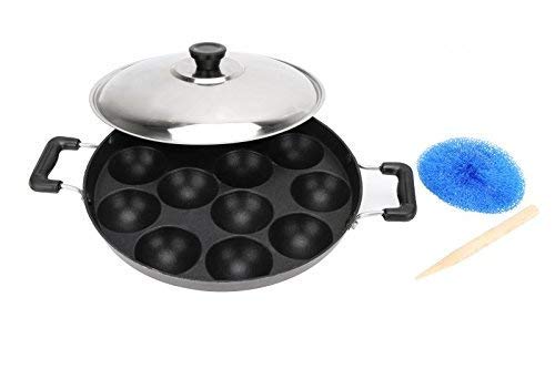 APURK Aluminium Appam Maker Pan with Non-Stick Coating, Medium Size, 12 Cavity, Includes Lid - Image 1