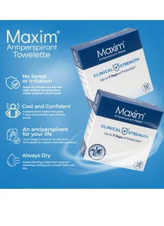 Maxim Maxim Clinical Strength Antiperspirant Wipes for hyperhidrosis Excessive Sweating – Reduces Sweat – Antiperspirant for Men and Women Certain to Keep you Dri. 10 wipes  - Image 3