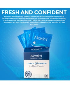 Maxim Maxim Clinical Strength Antiperspirant Wipes for hyperhidrosis Excessive Sweating – Reduces Sweat – Antiperspirant for Men and Women Certain to Keep you Dri. 10 wipes  - Image 4