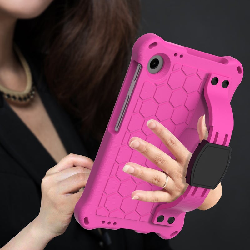 erorex For Blackview Tab 60 8.7 2023 Honeycomb Eva Hybrid Pc Tablet Case With Strap(Rose Red+Black) - Image 5