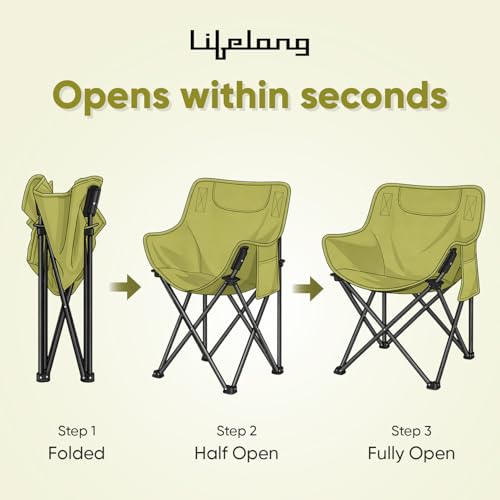 Lifelong Foldable Camping Chair for Travelling | Portable Folding Chair with Back Rest & Side Pocket | Carbon Steel Frame | Durable Oxford Cloth | Indoor Outdoor Chair for Camping & Hiking - Image 3