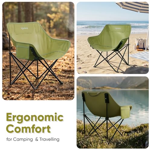 Lifelong Foldable Camping Chair for Travelling | Portable Folding Chair with Back Rest & Side Pocket | Carbon Steel Frame | Durable Oxford Cloth | Indoor Outdoor Chair for Camping & Hiking - Image 2