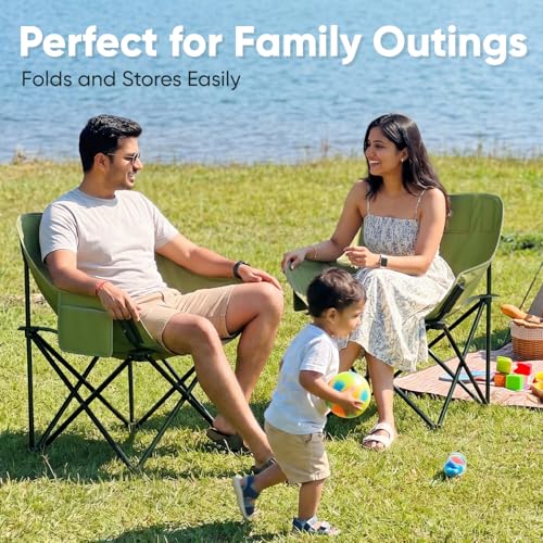 Lifelong Foldable Camping Chair for Travelling | Portable Folding Chair with Back Rest & Side Pocket | Carbon Steel Frame | Durable Oxford Cloth | Indoor Outdoor Chair for Camping & Hiking - Image 5