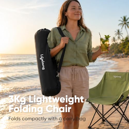 Lifelong Foldable Camping Chair for Travelling | Portable Folding Chair with Back Rest & Side Pocket | Carbon Steel Frame | Durable Oxford Cloth | Indoor Outdoor Chair for Camping & Hiking - Image 4