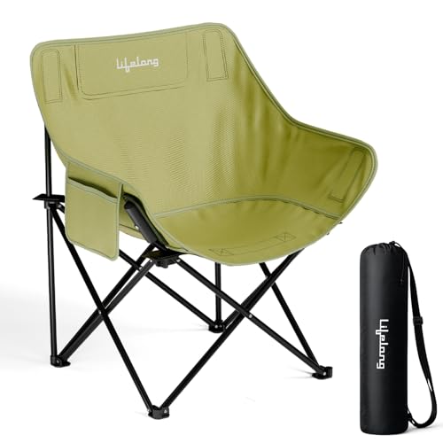 Lifelong Foldable Camping Chair for Travelling | Portable Folding Chair with Back Rest & Side Pocket | Carbon Steel Frame | Durable Oxford Cloth | Indoor Outdoor Chair for Camping & Hiking - Image 1