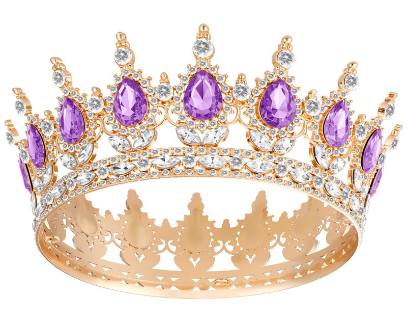 Papoopy Crown for Women, Queen Crown Tiara for Birthday Wedding Party Decorations Purple - Image 1